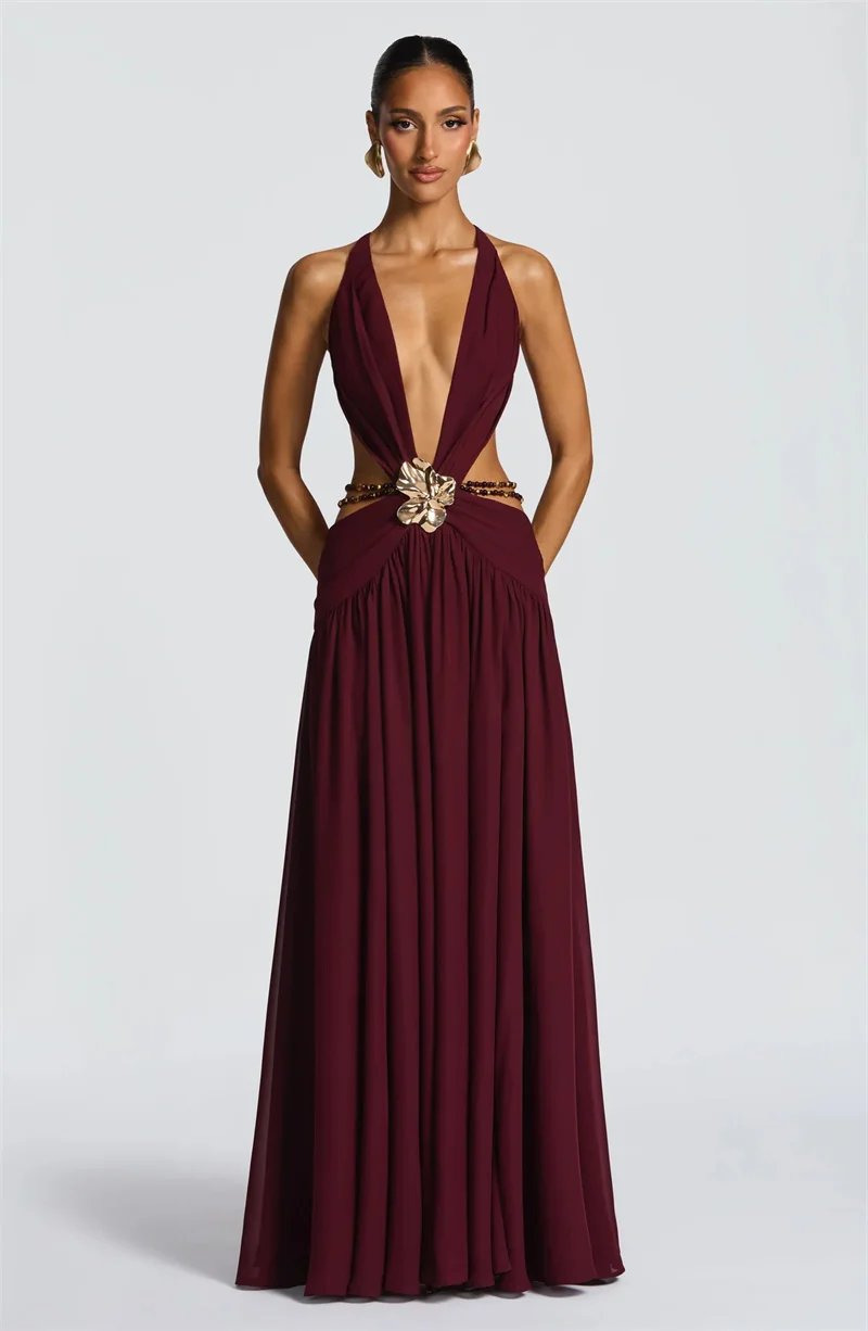 Victoria's Vogue Hollow Out Deep V Neck Sexy Maxi Dress Women Gown Metal Buckle Sleeveless Backless Thigh High Split Club Party Dresses Victoria's Vogue Hollow Out Deep V Neck Sexy Maxi Dress Women Gown Metal Buckle Sleeveless Backless Thigh High Split Club Party Dresses