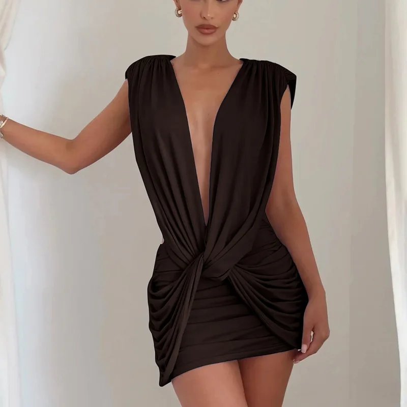Victoria's Vogue Deep V Neck Sleeveless Sexy Mini Dress Women Elegant Hollow Out Backless High Waist Ruched Skinny Club Party Dresses Victoria's Vogue Deep V Neck Sleeveless Sexy Mini Dress Women Elegant Hollow Out Backless High Waist Ruched Skinny Club Party Dresses