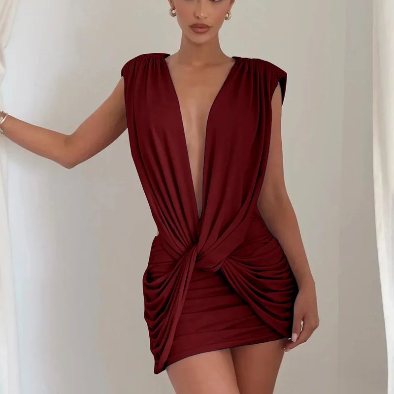 Victoria's Vogue Deep V Neck Sleeveless Sexy Mini Dress Women Elegant Hollow Out Backless High Waist Ruched Skinny Club Party Dresses Victoria's Vogue Deep V Neck Sleeveless Sexy Mini Dress Women Elegant Hollow Out Backless High Waist Ruched Skinny Club Party Dresses