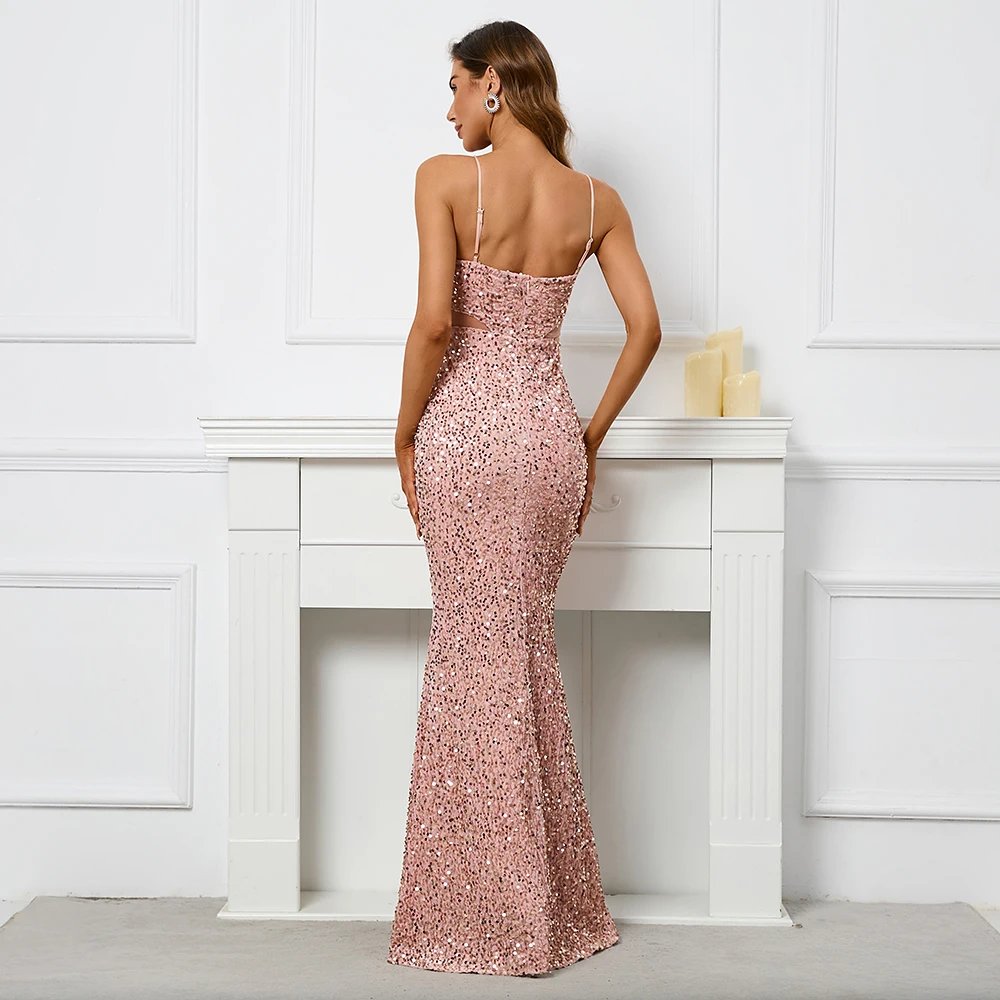 Victoria's Vogue Backless Black Sequin Dress Sexy Bar Long Party Evening Dresses Luxury Velvet Stretch Off Shoulder Cocktail Prom Dress