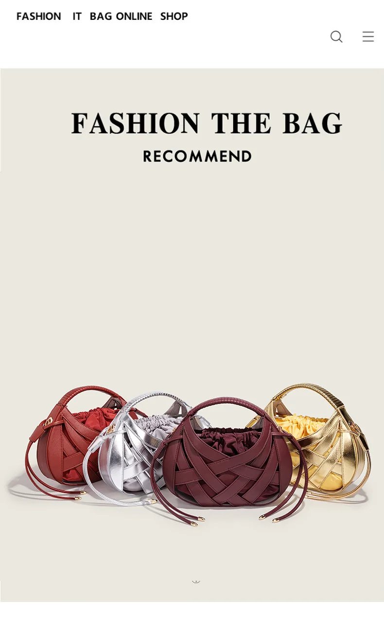 Victoria's Vogue Fashion Woven Hollow Women Handbags Luxury Designer Ladies Shoulder Messenger Bag Small Totes Tassel Lady Composite Bag Burgundy