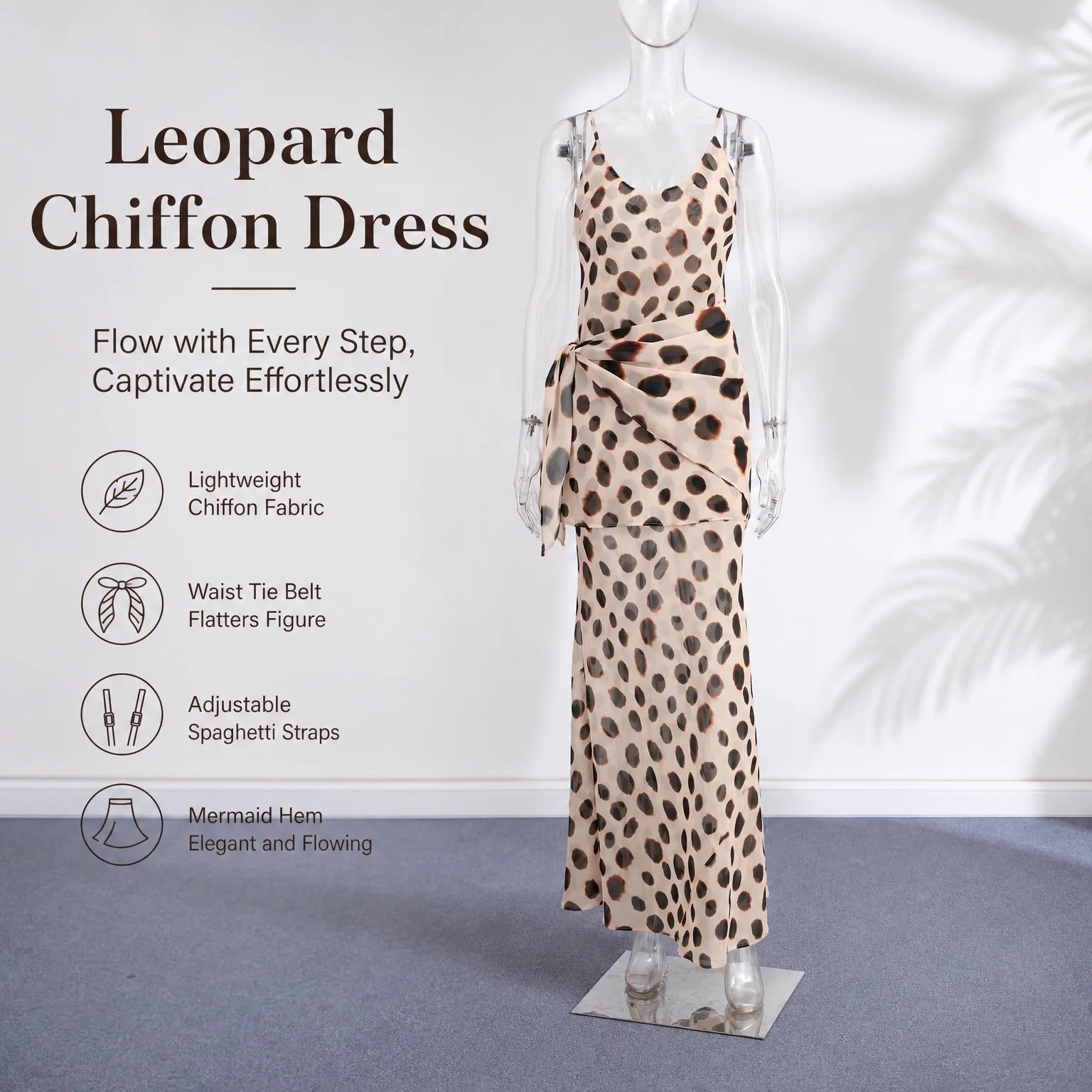 Victoria's Vogue Elegant Animal Print Maxi Dress Detachable Scarf Spaghetti Strap Tie Waist Slim Fit Skirt Women Summer Party Vacation Outfit New Victoria's Vogue Elegant Animal Print Maxi Dress Detachable Scarf Spaghetti Strap Tie Waist Slim Fit Skirt Women Summer Party Vacation Outfit New