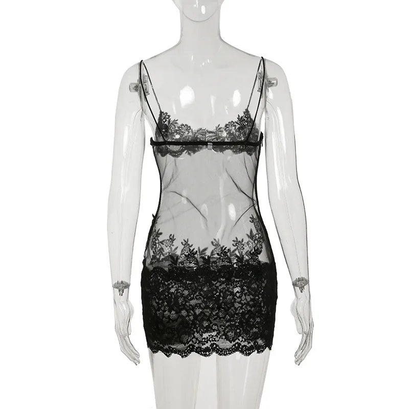 Victoria's Vogue Lace Transparent Mini Dress Sexy Women Wrapping Spaghetti Embroidery Flower Sheath Nightwear Club Mesh Wave Fantacy Victoria's Vogue Lace Transparent Mini Dress Sexy Women Wrapping Spaghetti Embroidery Flower Sheath Nightwear Club Mesh Wave Fantacy