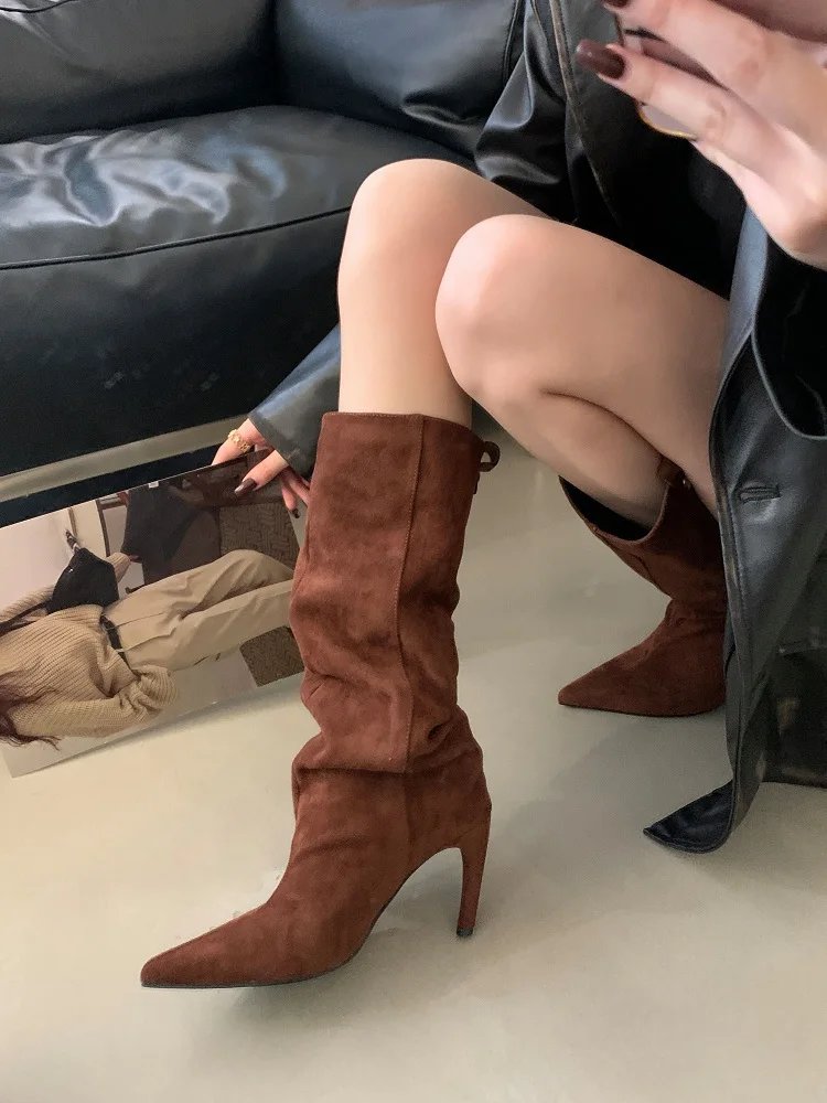Victoria's Vogue Winter Street Style Pointed Toe Knee-High Women Boots Thin Heels Shoes Female Punk Vintage Long Booties Zapatos De Muje Victoria's Vogue Winter Street Style Pointed Toe Knee-High Women Boots Thin Heels Shoes Female Punk Vintage Long Booties Zapatos De Muje