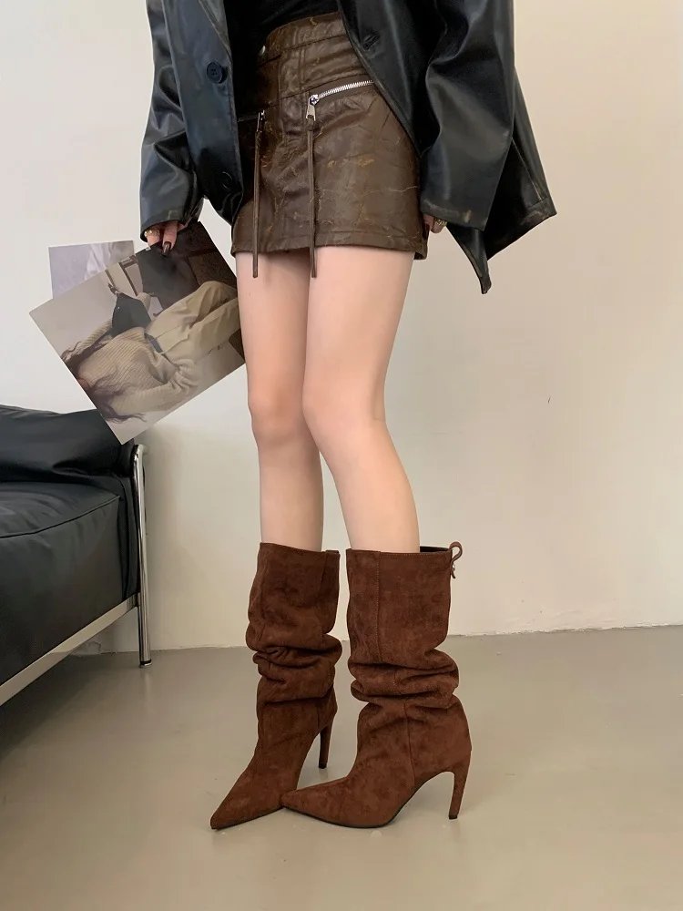 Victoria's Vogue Winter Street Style Pointed Toe Knee-High Women Boots Thin Heels Shoes Female Punk Vintage Long Booties Zapatos De Muje Victoria's Vogue Winter Street Style Pointed Toe Knee-High Women Boots Thin Heels Shoes Female Punk Vintage Long Booties Zapatos De Muje