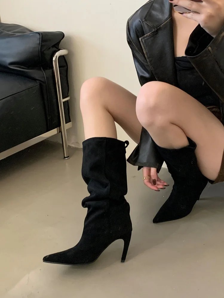 Victoria's Vogue Winter Street Style Pointed Toe Knee-High Women Boots Thin Heels Shoes Female Punk Vintage Long Booties Zapatos De Muje Victoria's Vogue Winter Street Style Pointed Toe Knee-High Women Boots Thin Heels Shoes Female Punk Vintage Long Booties Zapatos De Muje