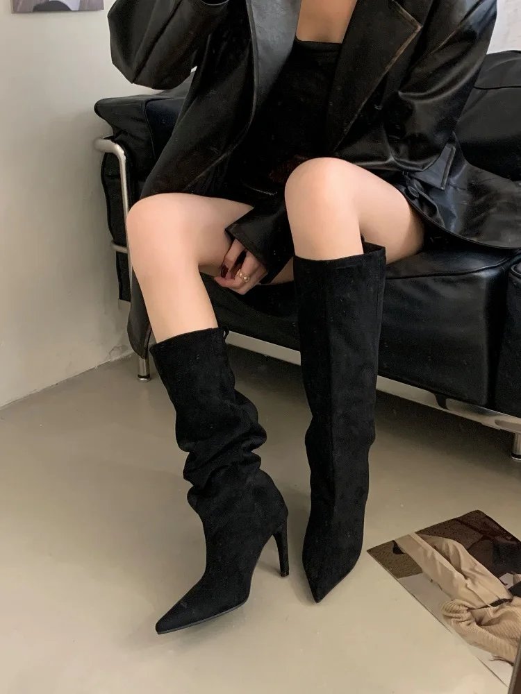 Victoria's Vogue Winter Street Style Pointed Toe Knee-High Women Boots Thin Heels Shoes Female Punk Vintage Long Booties Zapatos De Muje Victoria's Vogue Winter Street Style Pointed Toe Knee-High Women Boots Thin Heels Shoes Female Punk Vintage Long Booties Zapatos De Muje
