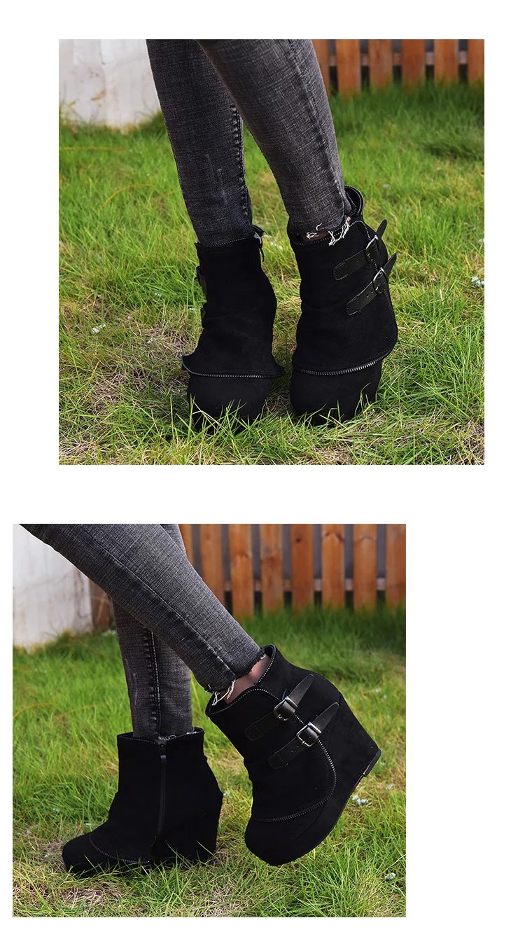 Victoria's Vogue 2025 New Women's Boots Zip Womens High Heels Suede Fashion Wedge Heels Durable Retro Women Ankle Boots Round Head Bottes Femmes Victoria's Vogue 2025 New Women's Boots Zip Womens High Heels Suede Fashion Wedge Heels Durable Retro Women Ankle Boots Round Head Bottes Femmes