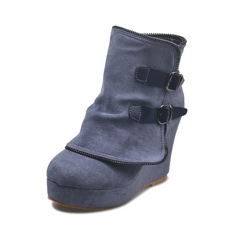 Victoria's Vogue 2025 New Women's Boots Zip Womens High Heels Suede Fashion Wedge Heels Durable Retro Women Ankle Boots Round Head Bottes Femmes Victoria's Vogue 2025 New Women's Boots Zip Womens High Heels Suede Fashion Wedge Heels Durable Retro Women Ankle Boots Round Head Bottes Femmes