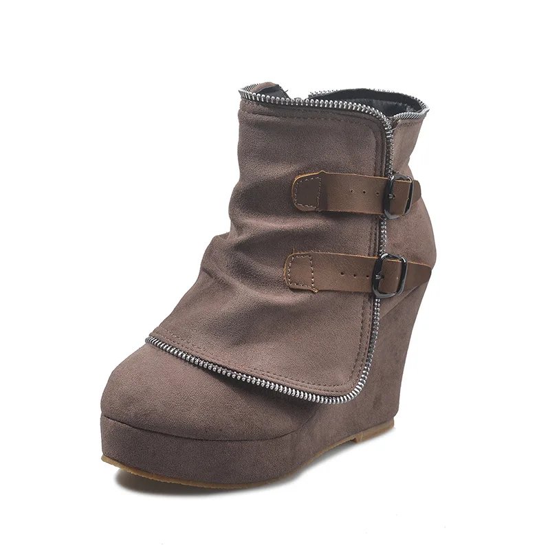 Victoria's Vogue 2025 New Women's Boots Zip Womens High Heels Suede Fashion Wedge Heels Durable Retro Women Ankle Boots Round Head Bottes Femmes Victoria's Vogue 2025 New Women's Boots Zip Womens High Heels Suede Fashion Wedge Heels Durable Retro Women Ankle Boots Round Head Bottes Femmes