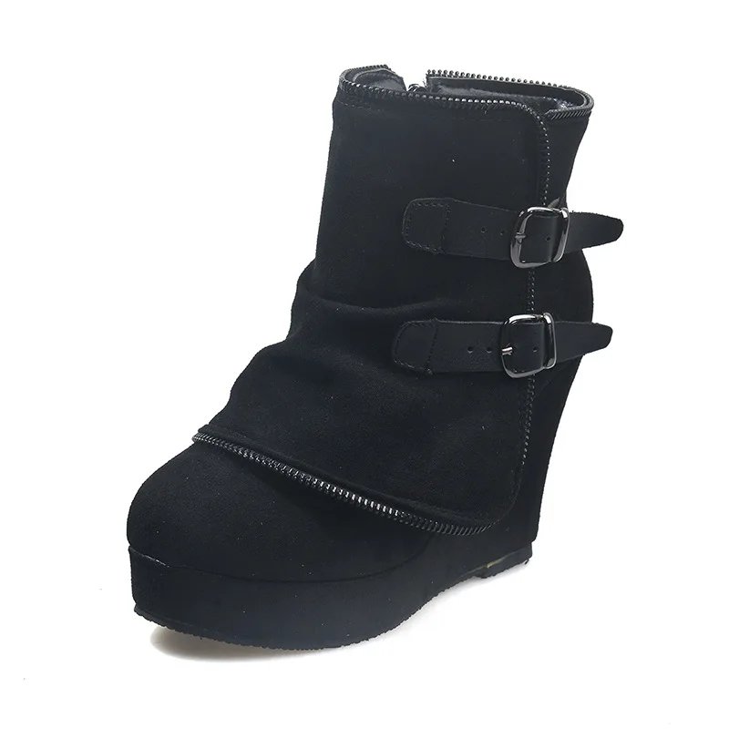 Victoria's Vogue 2025 New Women's Boots Zip Womens High Heels Suede Fashion Wedge Heels Durable Retro Women Ankle Boots Round Head Bottes Femmes Victoria's Vogue 2025 New Women's Boots Zip Womens High Heels Suede Fashion Wedge Heels Durable Retro Women Ankle Boots Round Head Bottes Femmes